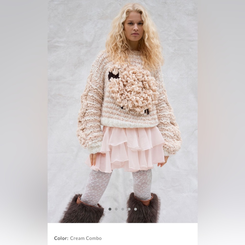 Free People NWT Dream of Sheep Cream Wool Blend Winter Sweater Size Small